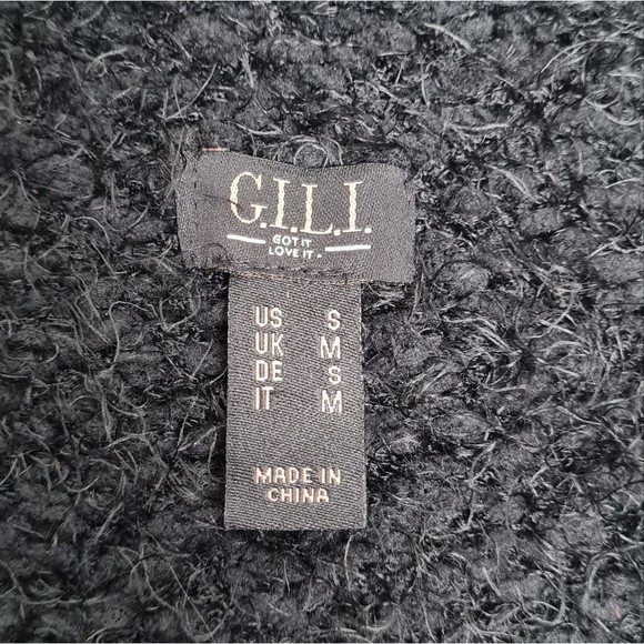 G.I.L.I Open Front Drape Textured Fuzzy Sweater Vest Black Women's Size S - Picture 12 of 15